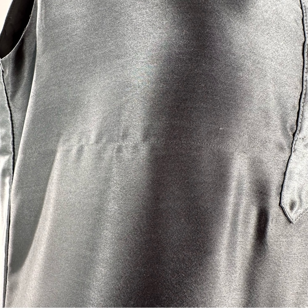 Eileen Fisher dress size SP greenish gray 100% silk button down resortwear - Picture 3 of 14